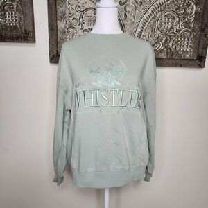April Kiss Women's Whistler Vancouver Sage Green Crewneck Sweater Small Casual